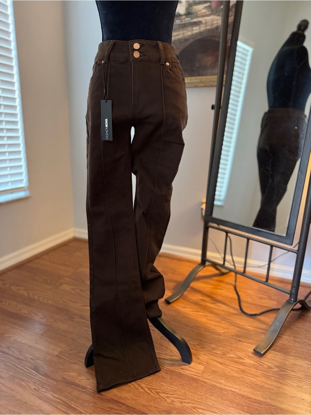 Fashion Nova High-Rise Wide-Leg Jeans in Chocolate Brown